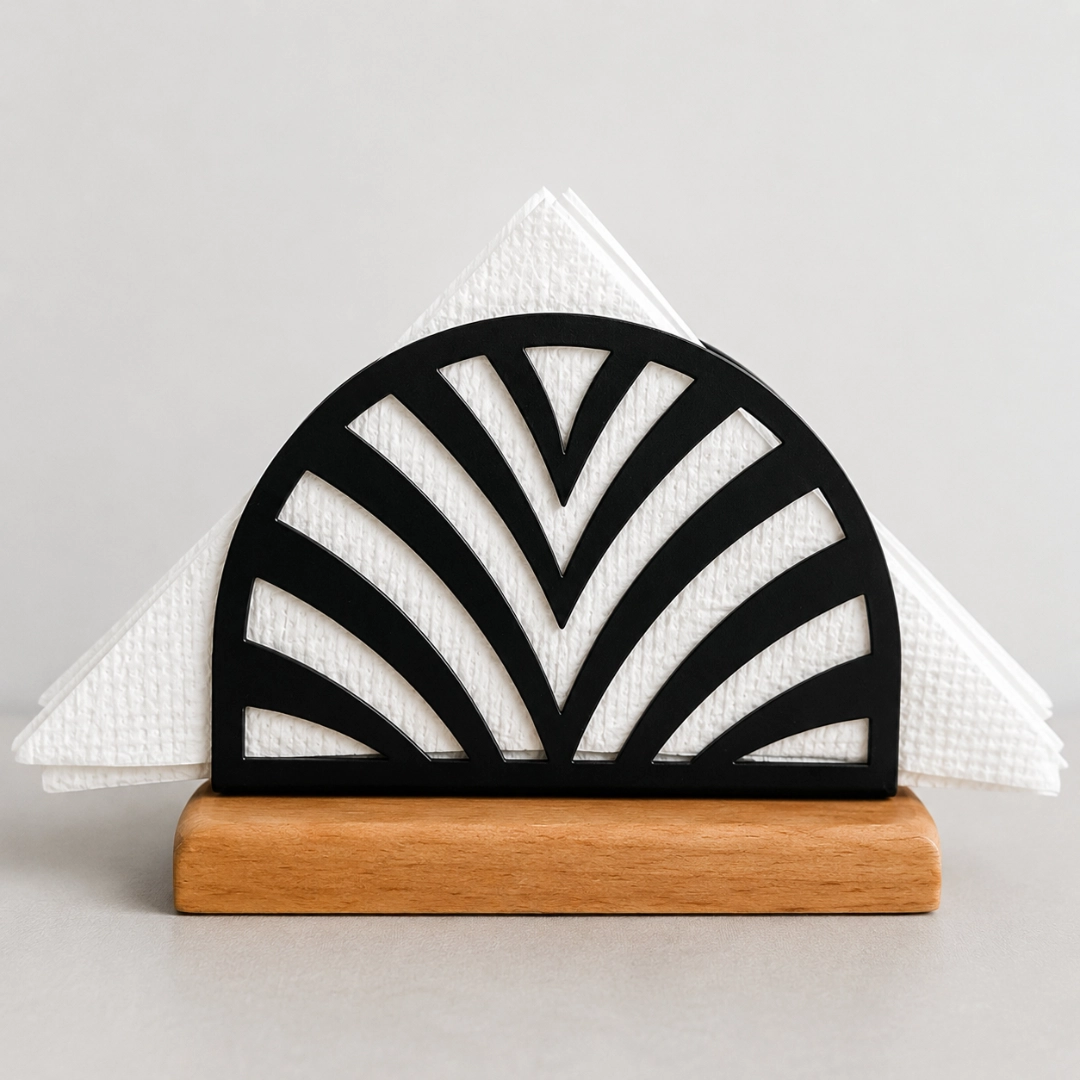 Round Tissue Holder with Wooden Base TW01RH